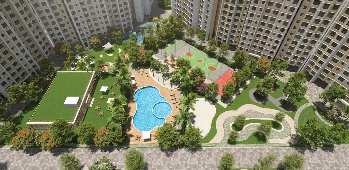 Exterior view of Raunak Maximum City magnificent towers on Ghodbunder Road